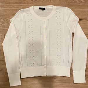 J. Crew Jackie ivory cardigan with eyelet cutouts